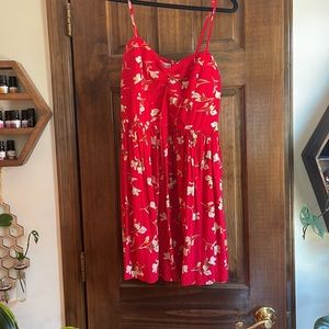Red floral dress